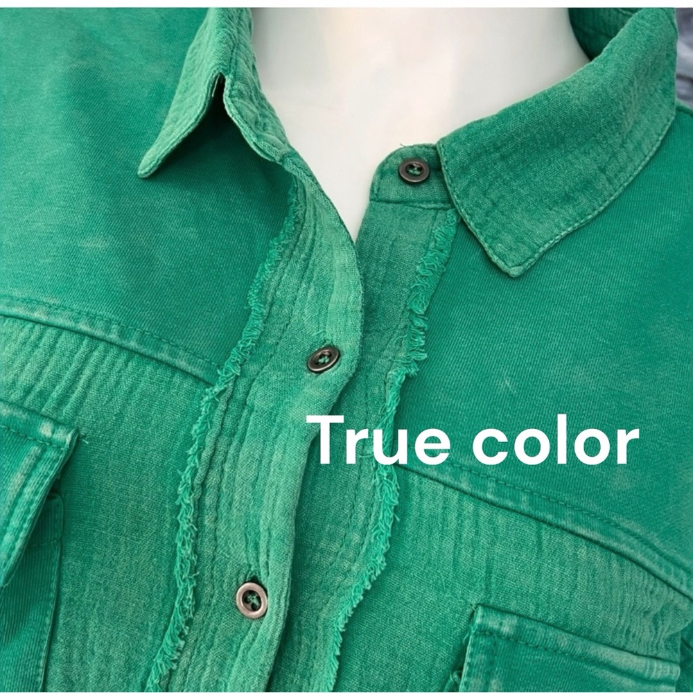 FANTASTIC FAWN oversized green button front top S M L - Picture 3 of 12